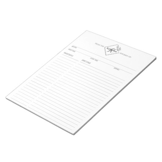Bloc-note Nettoyer + Pages de recette simple Monogramme Bloc (Incliné)