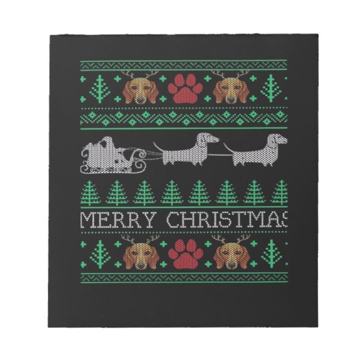 Bloc-note Noël Dack Dachshund Dack Moche Chri (Devant)