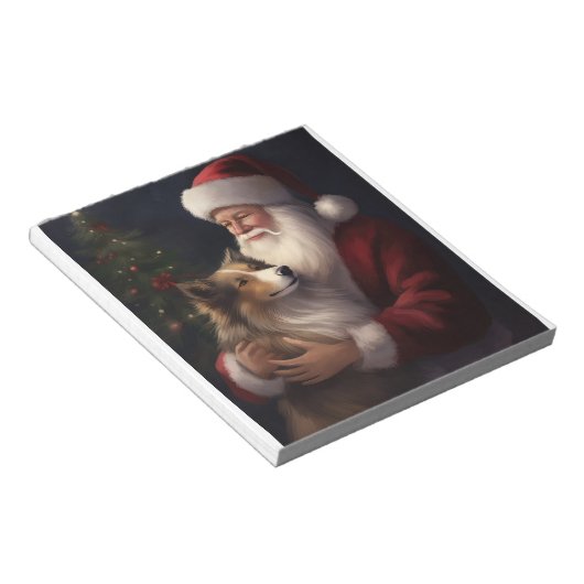 Bloc-note Noël festif de Shetland Sheepdog Père Noël (Incliné)