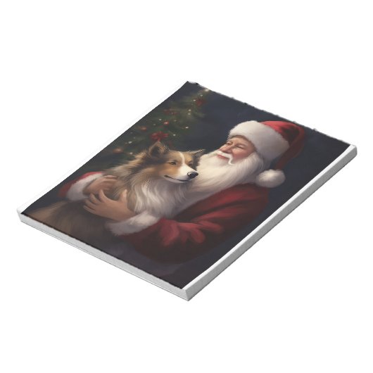 Bloc-note Noël festif de Shetland Sheepdog Père Noël (Tourné)