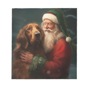 Bloc-note Noël festif du Père Noël de l'Irish Red Setter