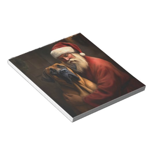 Bloc-note Noël festif Rhodesian Ridgeback Santa Claus (Incliné)