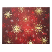 Bloc-note Noël Golden Snowflakes sur Arrière - plan rouge (Devant)