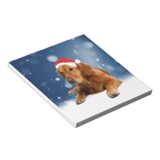 Bloc-note Noël Mignonne Golden Retriever Chien Santa Hat Nei (Incliné)
