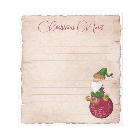 Bloc-note Noël Père Noël Elf en ornement (Devant)
