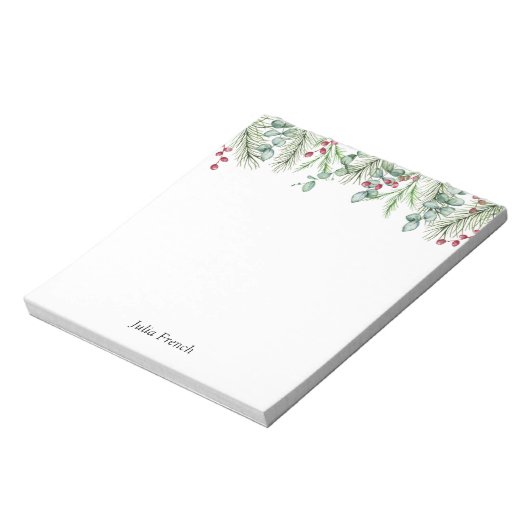 Bloc-note Noël Pine Feuilles et Red Berries (Tourné)