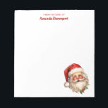 Bloc-note Noël rétro Holly Jolly Santa Claus<br><div class="desc">Un bloc-notes avec l'illustration joyeuse d'un Père Noël de style vintage aux joues rouges roses. portant son chapeau de Père Noël rouge classique et son grand ours blanc. Un spring de saint ajoute à l'esprit festif de fête de ce design.</div>
