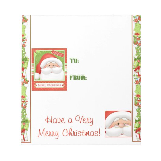 Bloc-note Noël Vacances Candy Bar Wrappers Cadeaux Faveurs (Devant)