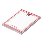 Bloc-note Nœud Coquette élégant personnalisé à carreaux roug (Tourné)