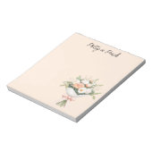 Bloc-note Nœud de bouquet floral de roses blanches pêche (Tourné)
