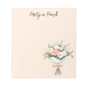 Bloc-note Nœud de bouquet floral de roses blanches pêche