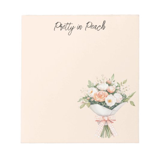 Bloc-note Nœud de bouquet floral de roses blanches pêche (Devant)