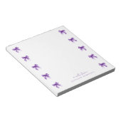 Bloc-note Nœuds Coquette Tendance Violet avec nom (Incliné)