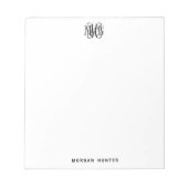 Bloc-note Noir 3 Initial Monogramme de Vigne Script DIY BG (Devant)