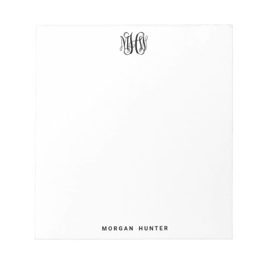 Bloc-note Noir 3 Vigne initiale Monogramme do-it-yourself BG (Devant)