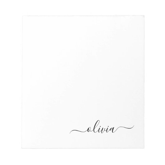 Bloc-note Noir Blanc moderne Script Girl Monogramme Nom (Devant)