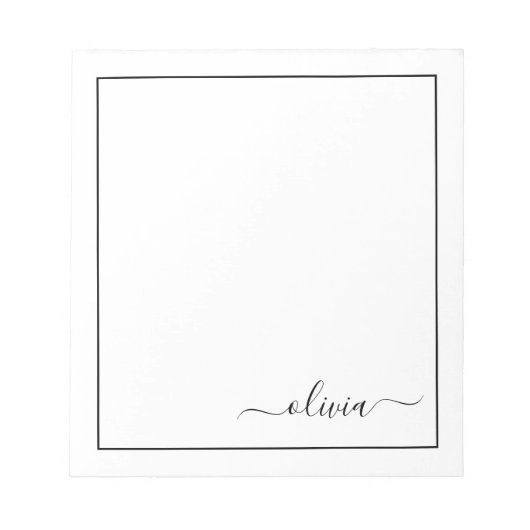 Bloc-note Noir Blanc moderne Script Girl Monogramme Nom (Devant)