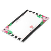 Bloc-note Noir + Blanc Rayures florales Pomme rose Enseignan (Incliné)