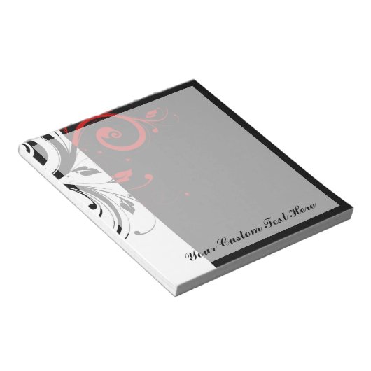 Bloc-note Noir Blanc Rouge Inverse Swirl Personnalisé (Incliné)