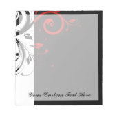 Bloc-note Noir Blanc Rouge Inverse Swirl Personnalisé (Devant)