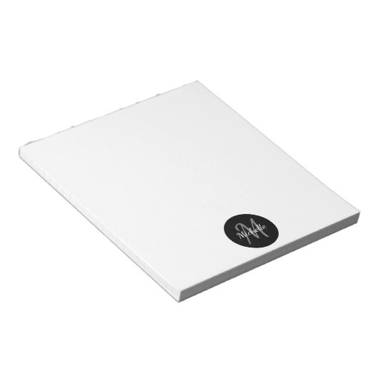 Bloc-note Noir & Blanc Simple Monogramme Classique tendance (Incliné)