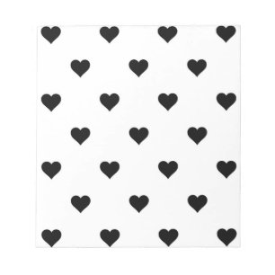 Bloc-note Noir et blanc mignon Motif de coeur simple