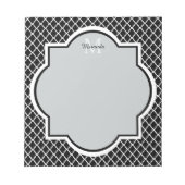 Bloc-note Noir et blanc moderne Quatrefoil Nom monogramme (Devant)