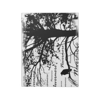 Bloc-note Noir et blanc Nevermore Raven Silhouette