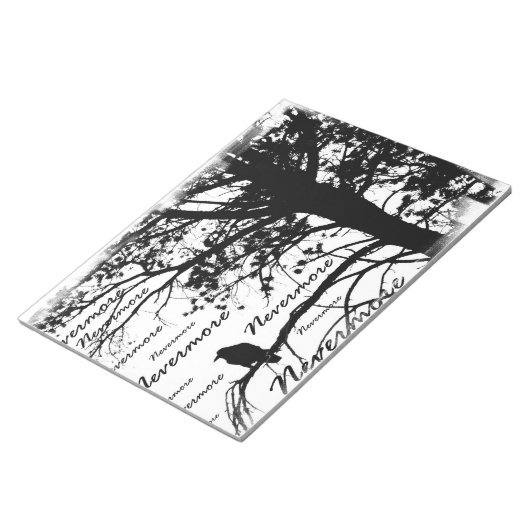 Bloc-note Noir et blanc Nevermore Raven Silhouette (Incliné)
