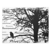 Bloc-note Noir et blanc Nevermore Raven Silhouette (Devant)
