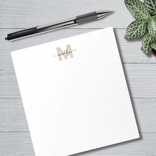 Bloc-note Noir or Nom simple Monogramme