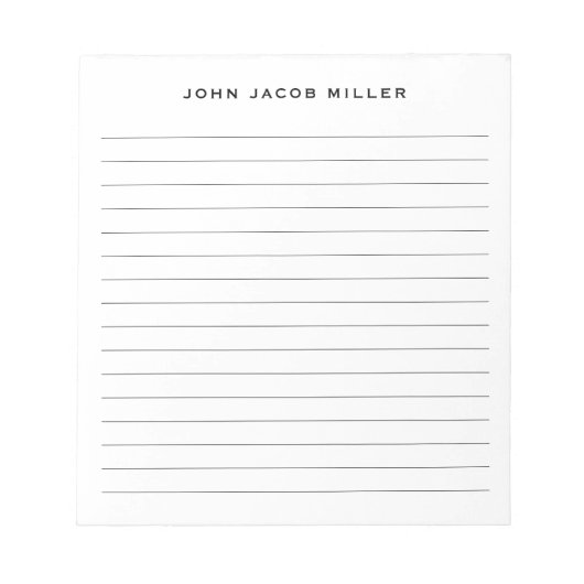 Bloc-note Noir simple minimaliste (Devant)