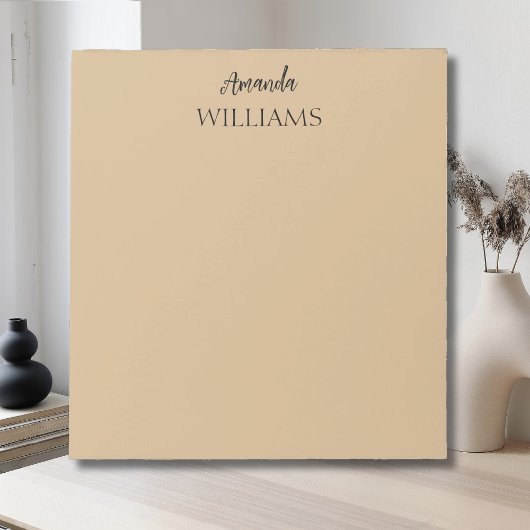 Bloc-note Noir tendance Elegant Prénom | Tan Brown