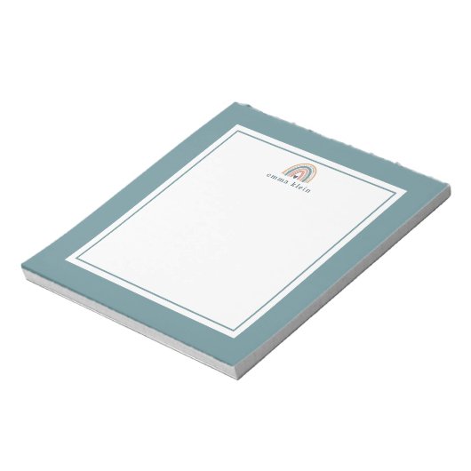 Bloc-note Nom arc-en-ciel rose et bleu Boho (Tourné)