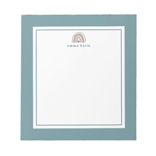 Bloc-note Nom arc-en-ciel rose et bleu Boho (Devant)