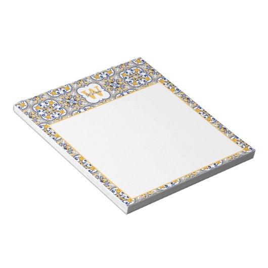 Bloc-note 💙 💛 Nom + Azulejos initial (Incliné)