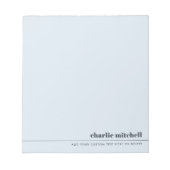 Bloc-note Nom bleu clair minimal moderne texte personnalisé (Devant)