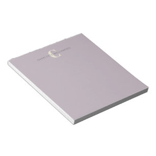 Bloc-note Nom chic avec monogramme stylé lilas poussiéreux