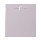 Bloc-note Nom chic avec monogramme stylé lilas poussiéreux (Devant)