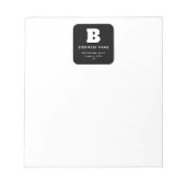 Bloc-note Nom commercial modifiable et Slogan | Noir & Blanc (Devant)