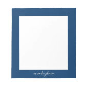 Bloc-note Nom complet monogramme bleu marine moderne profess (Devant)