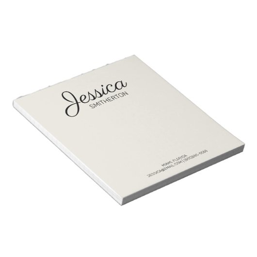 Bloc-note Nom complet personnalisé, script manuscrit, inform (Incliné)