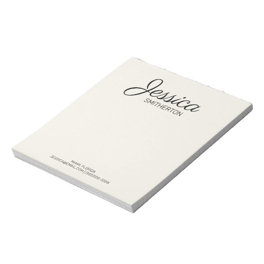 Bloc-note Nom complet personnalisé, script manuscrit, inform (Tourné)