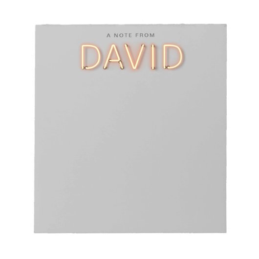 Bloc-note Nom David dans Lumières de néon brillant (Devant)