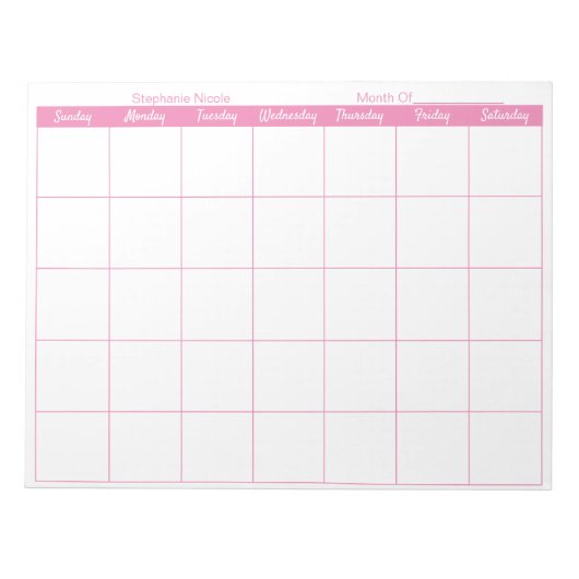 Bloc-note Nom de bordure mince rose simple Planificateur men (Devant)