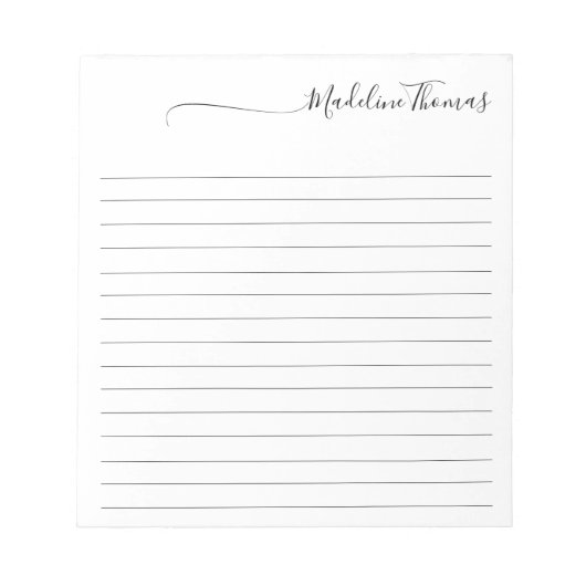 Bloc-note Nom de calligraphie de script élégant moderne (Devant)