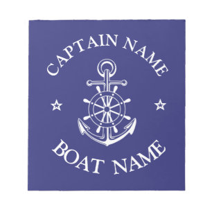 Bloc-note Nom de capitaine de bateau personnalisé marine nau
