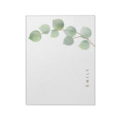 Bloc-note Nom de feuille d'eucalyptus vert élégant (Tourné)