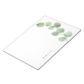Bloc-note Nom de feuille d'eucalyptus vert élégant (Incliné)