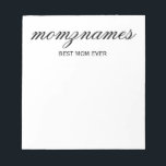 Bloc-note Nom de la calligraphie personnalisée de la meilleu<br><div class="desc">Célébrez les mamans spéciales de votre vie avec notre design personnalisé Best Mom Ever Calligraphy Name, parfait pour la fête des mères, les anniversaires, ou toute occasion de montrer votre amour. Ce cadeau élégant et personnalisable est idéal pour toutes les mamans, qu’elles soient la meilleure maman au monde, maman-chien, maman-chat...</div>